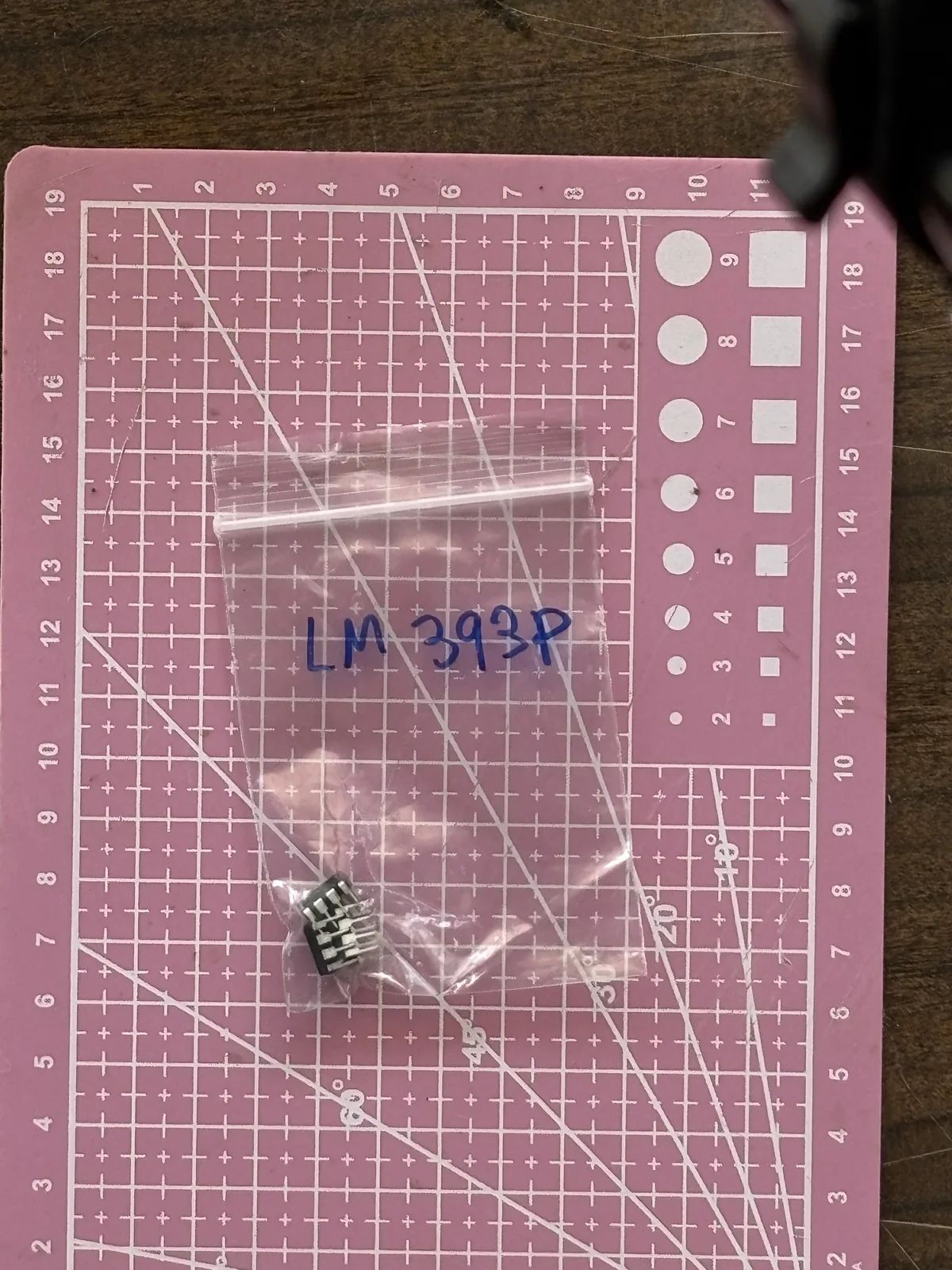 Handwritten LM393P component bag