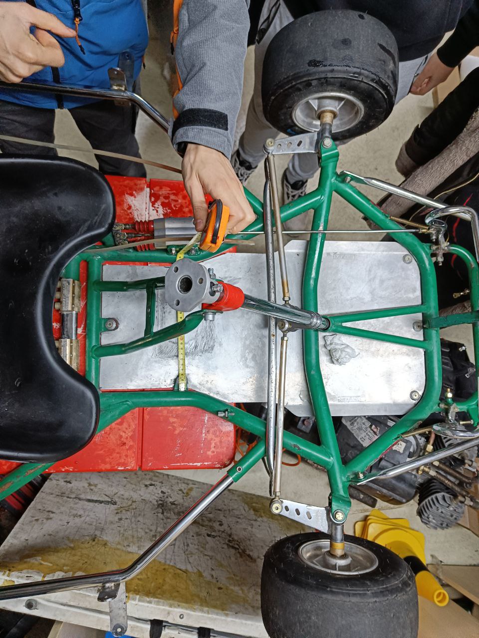 The kart's manual steering column